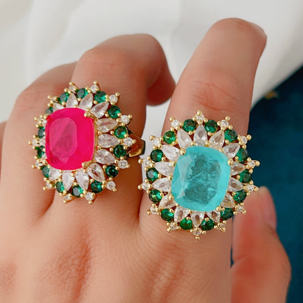 Colorful big stone ring