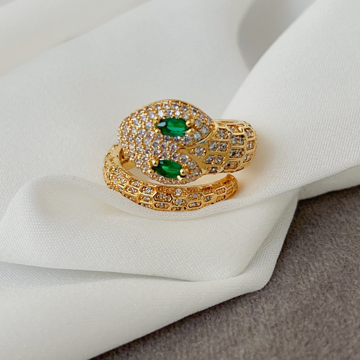 Pave snake ring