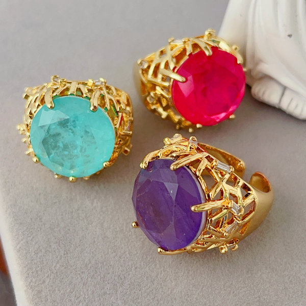 Colorful big stone ring