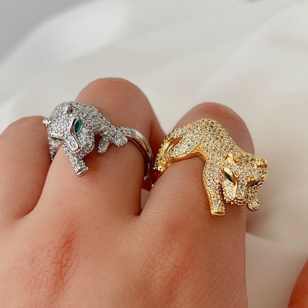 Pave tiger ring