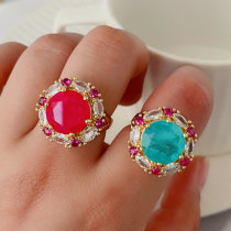 Colorful flower stone rings