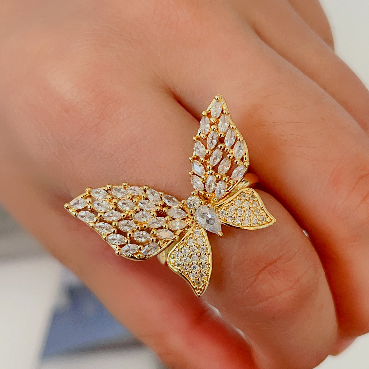 Pave butterfly ring