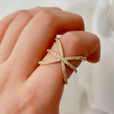 Pave star cross ring