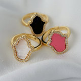 Pave enamel hand ring