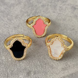 Pave enamel hand ring