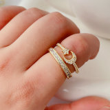 Pave star moon ring