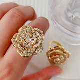 Pave flower ring