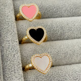 Enamel heart ring