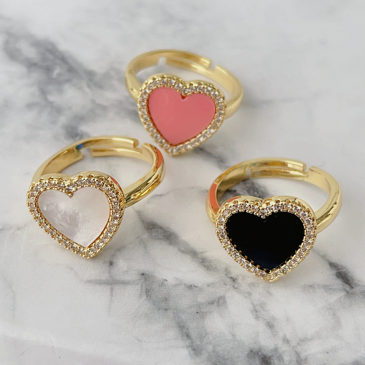 Enamel heart ring