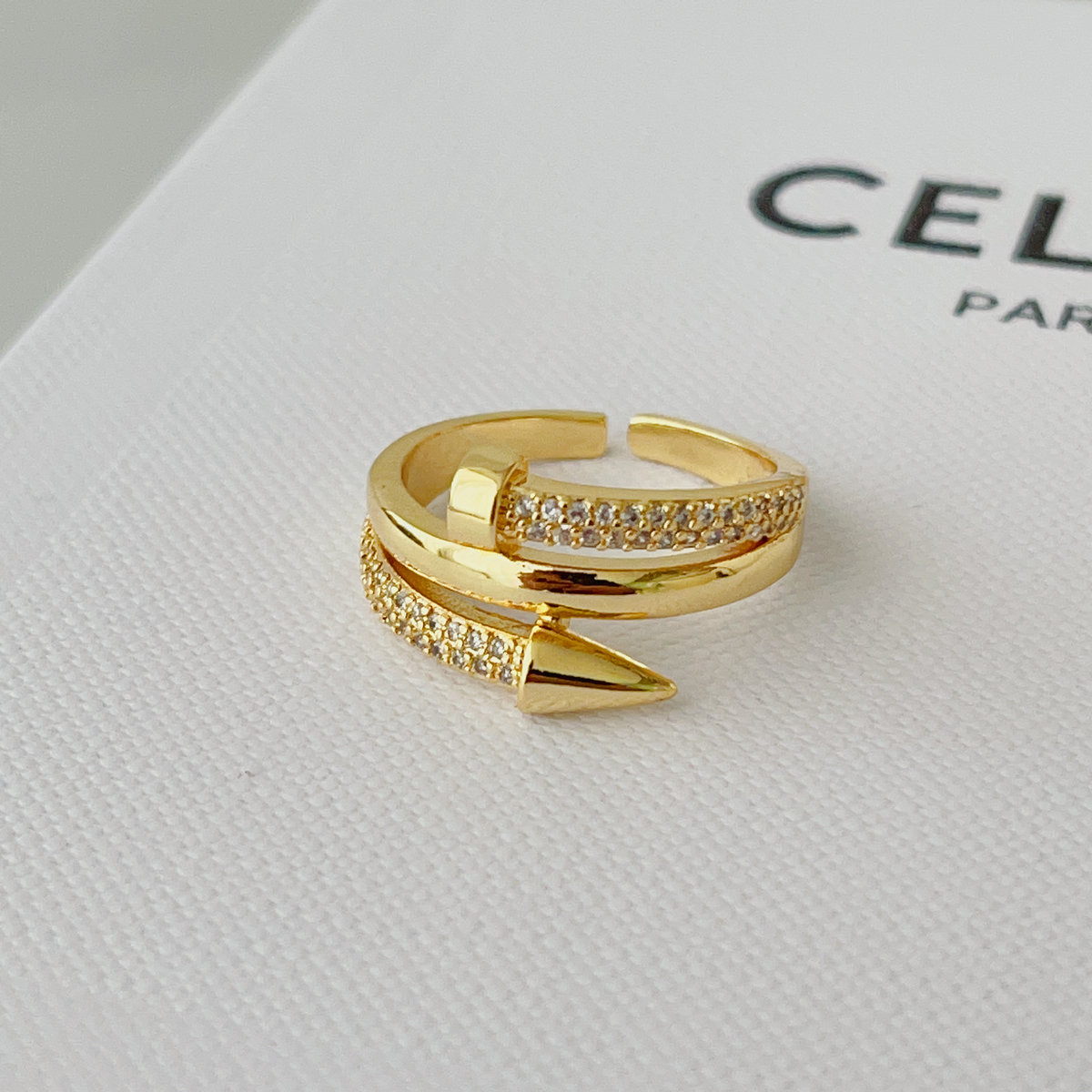 Pave nail ring