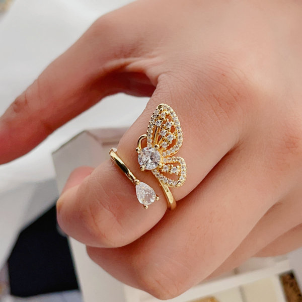 Pave butterfly ring