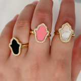 Pave enamel hand ring