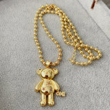 Dot bead chain necklace with teddy bear