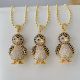 Pave penguin pendant necklace
