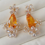 Yellow zircon flower earrings