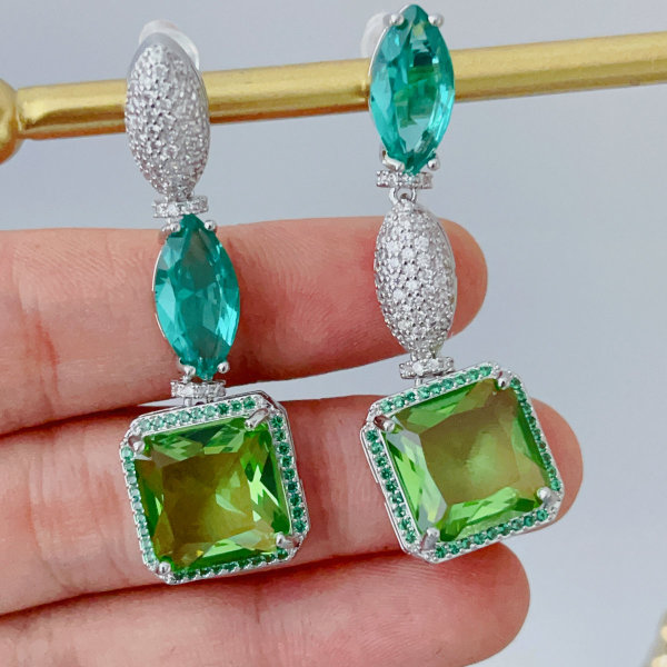 Green stone earrings