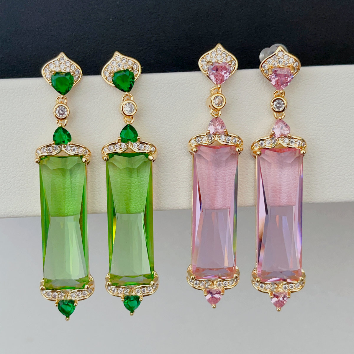 Long stone pendant earrings