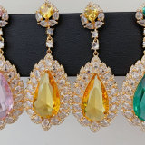 Long zircon oval drop earrings