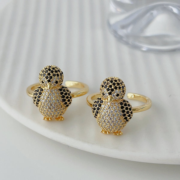 Pave penguin ring