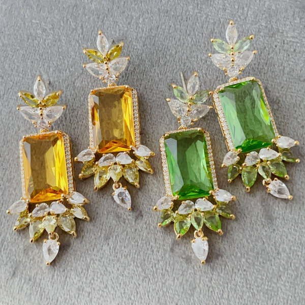 Yellow and Green zircon earrings