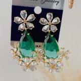 Green zircon flower earrings