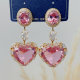PInk zircon heart earrings