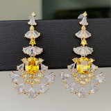 Yellow red zircon earrings