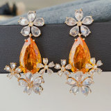 Yellow zircon flower earrings