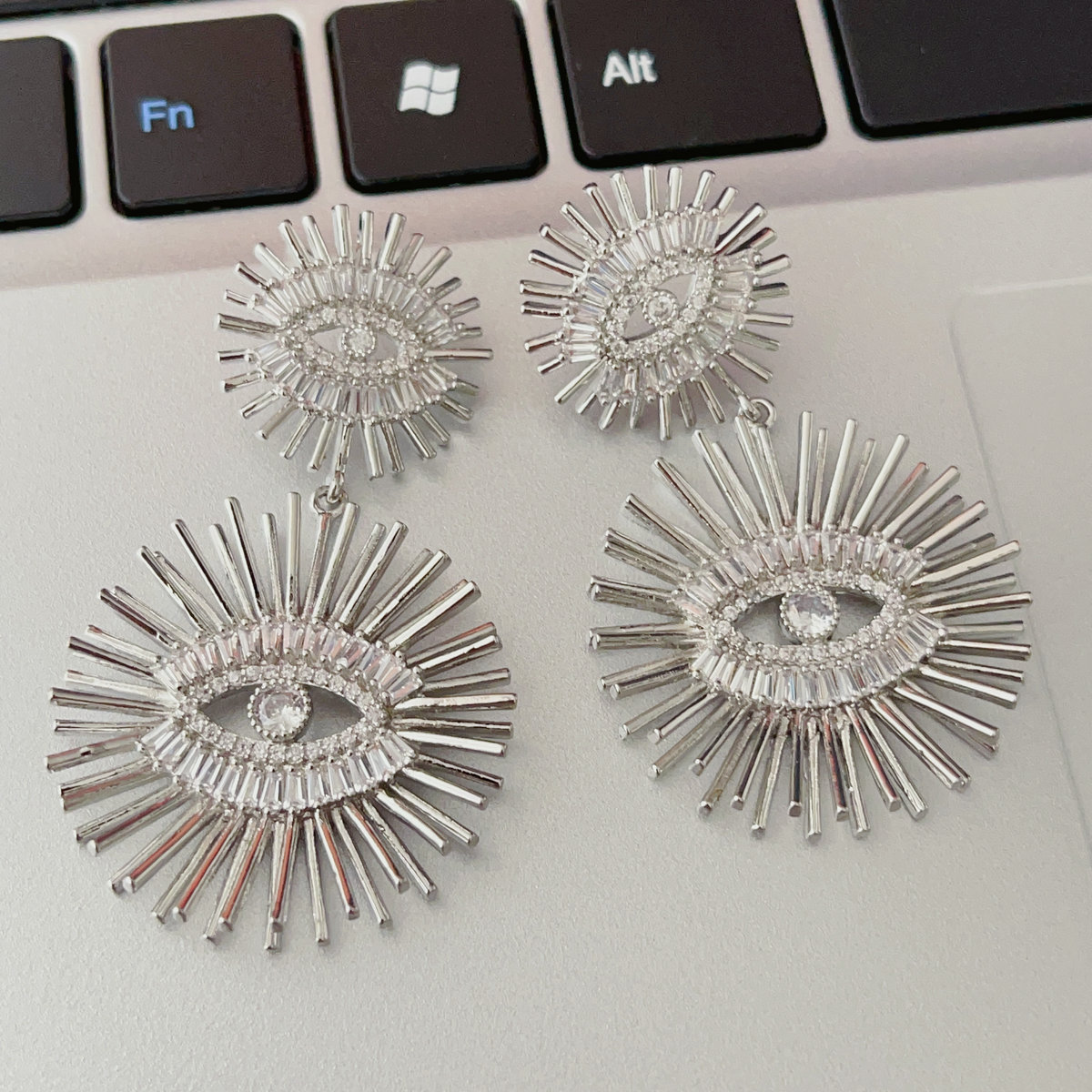 Pave eye charm earrings