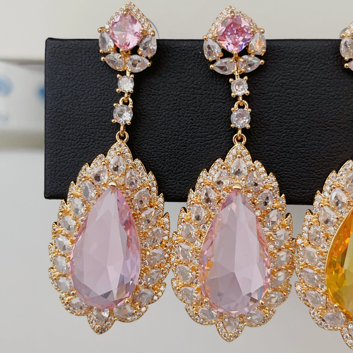 Long zircon oval drop earrings