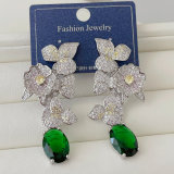Pave zircon flower earings