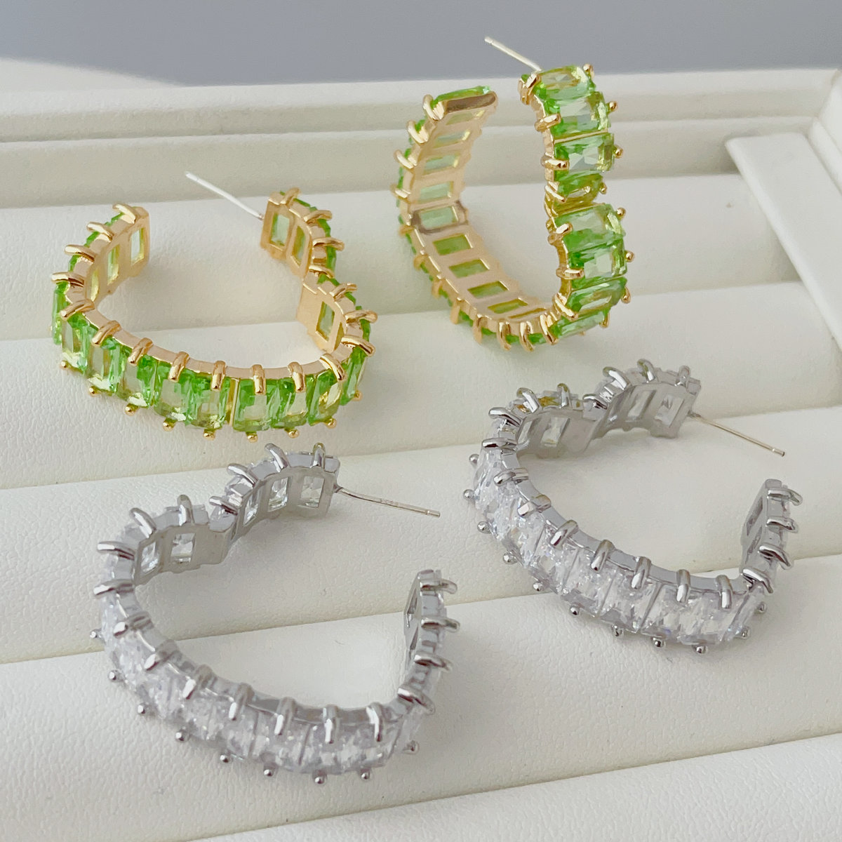 Pave zircon hoops