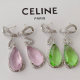 Oval drop zircon earrings