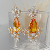 Yellow zircon flower earrings