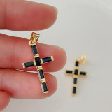 Black zircon cross charm