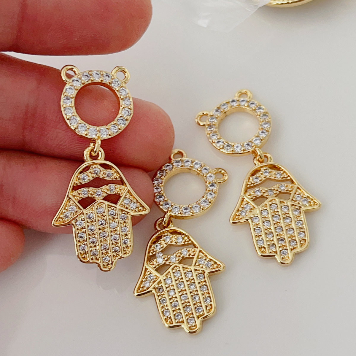 Pave hand charm