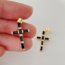 Black zircon cross charm