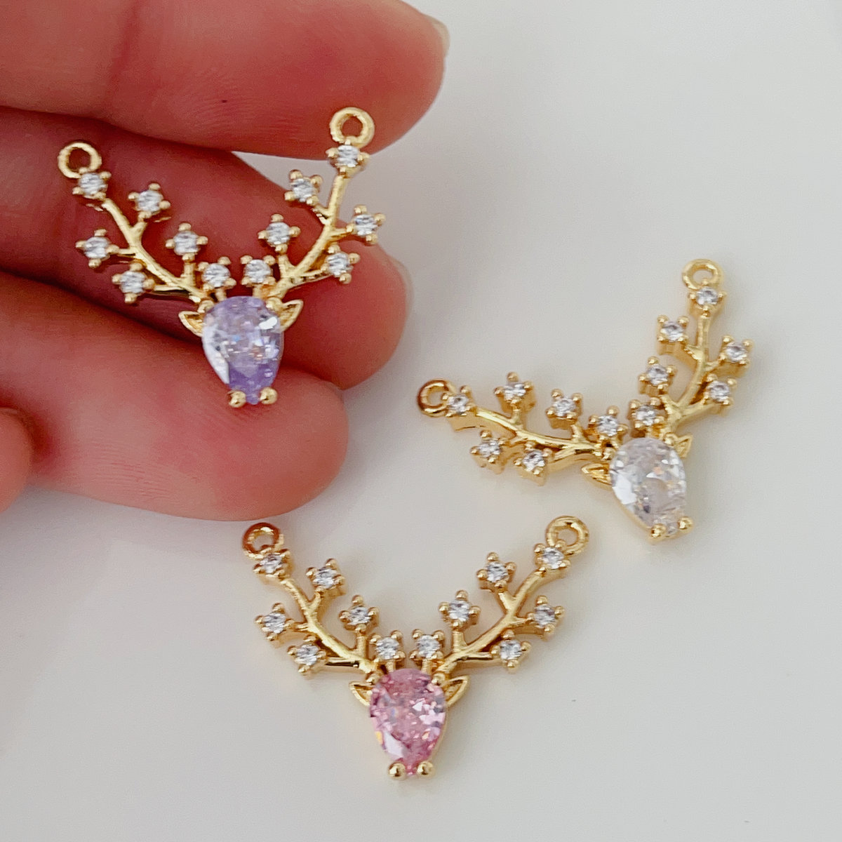 Pave deer charm