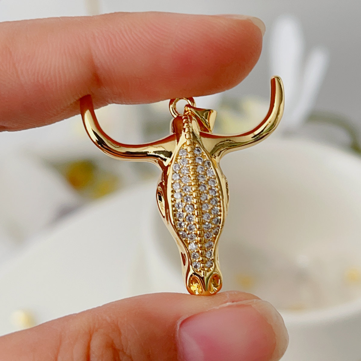Pave cross charm