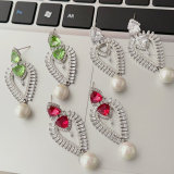 Pave leaf earrings