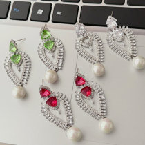 Pave leaf earrings