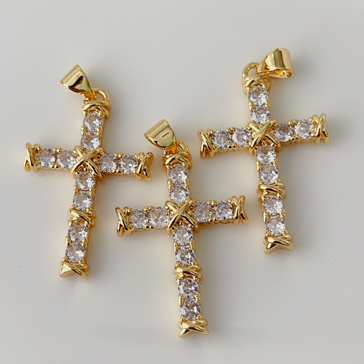 Pave cross charm