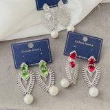 Pave leaf earrings