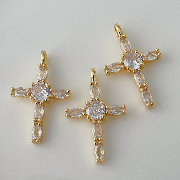 Pave cross charm