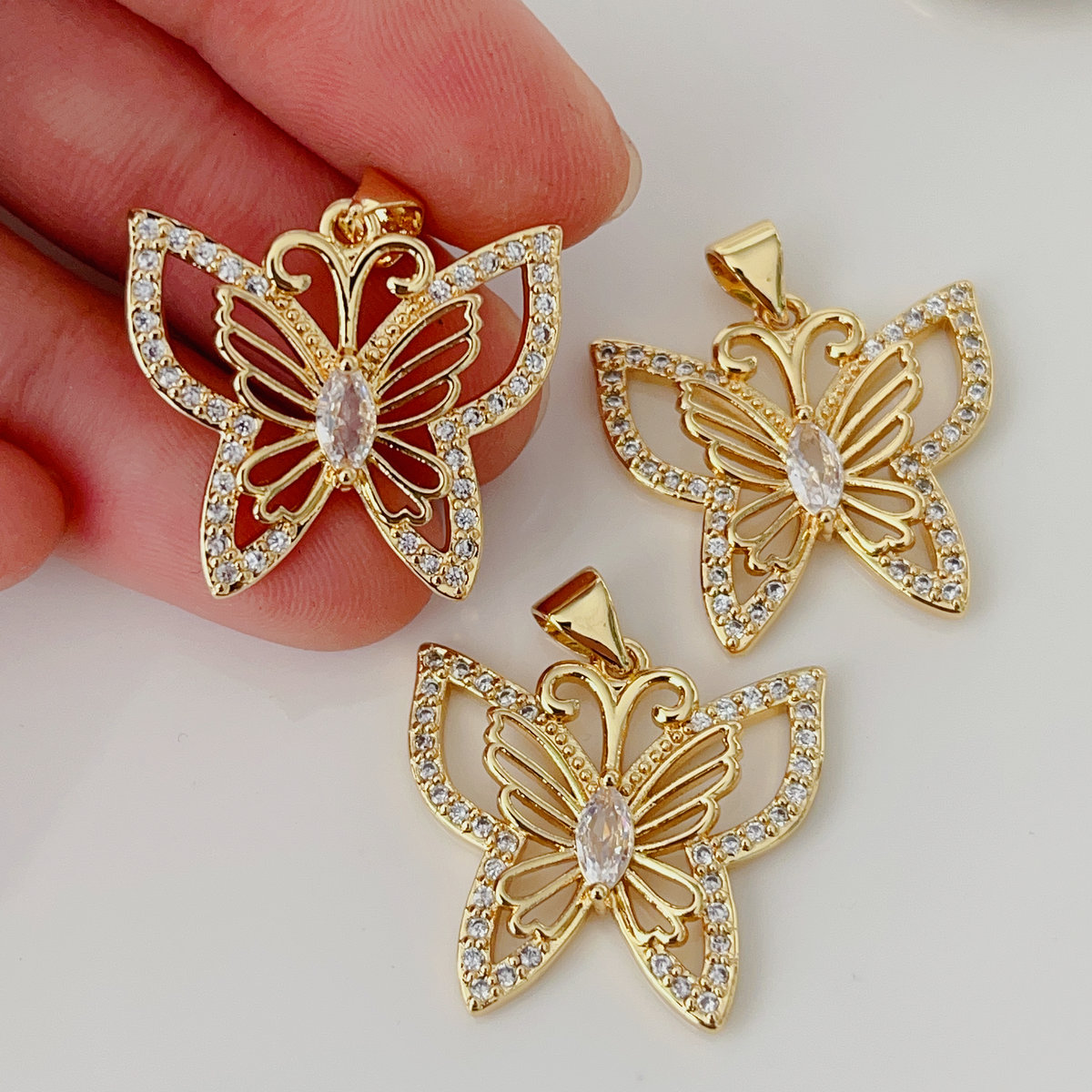 Pave butterfly charm