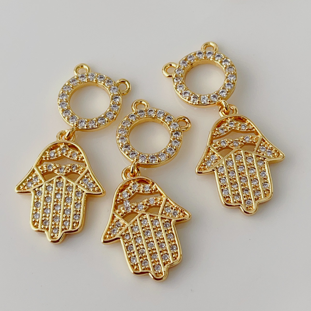 Pave hand charm