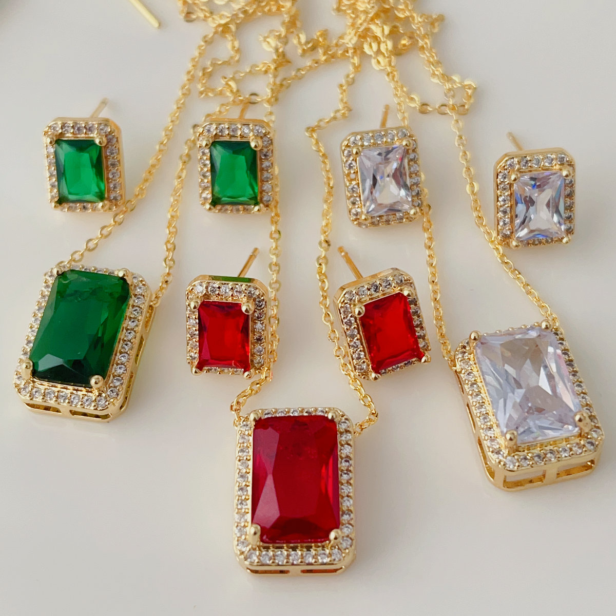 Pave square set jewelry