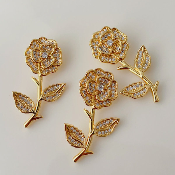 Pave rose flower charm