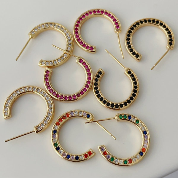 Pave circel earrings