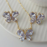 Clear crystal butterfly earring and necklace